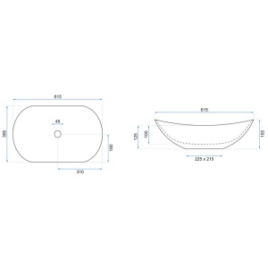 Chiuveta de blat REA ROYAL White, Dimensiuni 61.5 x 35.5 x 15.5 cm, Forma Ovala, Ceramica sanitara, Alba - Img 6