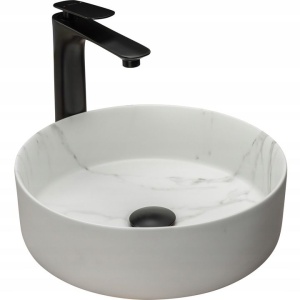 Chiuveta de blat REA SAMI Marble Mat, Dimensiuni 36 cm x 36 x 11.5 cm, Ceramica Sanitara,Fara Gaura baterie, Gri Mat - Img 1
