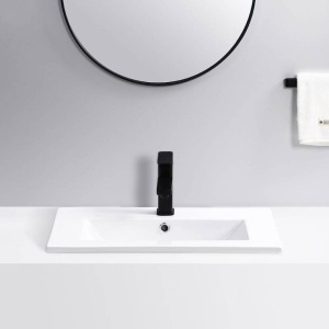 Chiuveta incastrata PRO LACUS, Dimensiuni 61 cm x 40 x 12 cm, Ceramica Sanitara, gaura baterie, Alb - Img 4