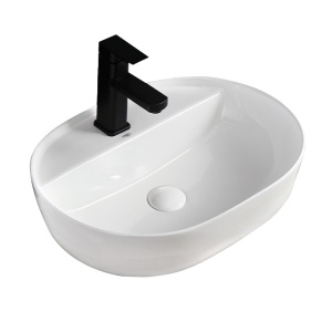 Chiuveta lavoar oval cu montaj pe blat, din ceramica alba, Emi White gloss 60 x 40 cm