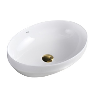 Chiuveta lavoar oval cu montaj pe blat, din ceramica alba, Lumo White Gloss 50 x 37 cm - Img 8