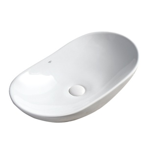 Chiuveta lavoar oval cu montaj pe blat, din ceramica, Lavi White Gloss 62 x 36 cm