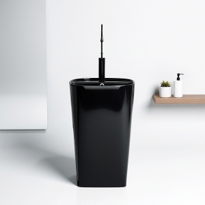 Chiuveta ovala independenta tip piedestal din ceramica Claro negru - Img 14