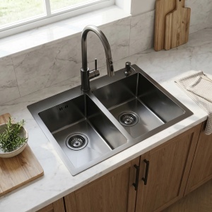 Chiuvetă pentru bucatarie din inox, neagra, Toby Black - Img 3