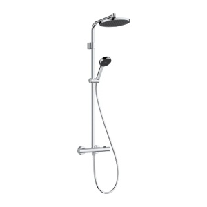 Coloana de dus cu baterie termostatata Hansgrohe Activera S EcoSmart si para cu 2 functii finisaj crom lucios
