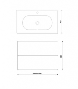 Dulap baza suspendat Gala Shona 80 x 45 x 56 cm 2 sertare galet mat - Img 2
