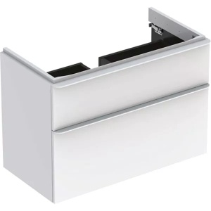 Dulap baza suspendat Geberit Smyle Square alb lucios 88.4 x 47 cm cu 2 sertare