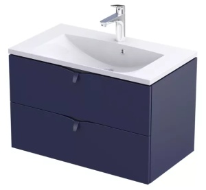 Dulap baza suspendat Oristo Siena bleumarin mat 80 x 45.5 x 50 cm cu 2 sertare