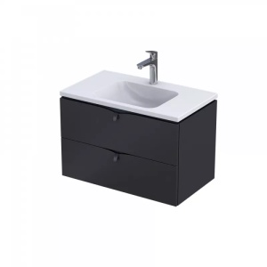 Dulap baza suspendat Oristo Siena negru mat 80 x 45.5 x 50 cm 2 sertare