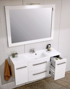 Dulap baza suspendat Oristo Wave alb lucios 120 x 45 cm - Img 5