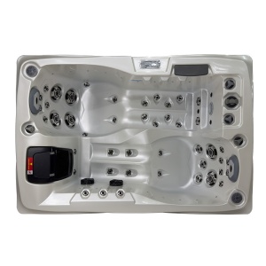 Jacuzzi pentru gradina alb perlat cu exterior antracit PRO-749 pentru 2 persoane 200 x 135 x 80 cm - Img 2