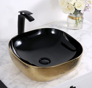 Lavoar Atlanta negru-auriu, 42,5 x 42,5 x 14,5 cm - Img 2