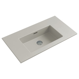 Lavoar baie incastrat din conglemerat, fara gaura baterie, bej mat, Veldman Lotus 80 x 46 cm