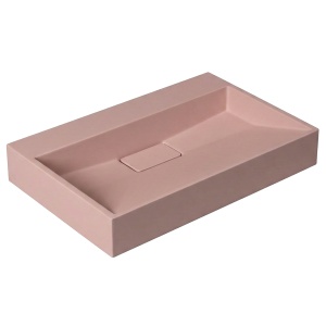 Lavoar baie roz din conglomerat fara gaura pentru baterie Veldman Dexter Pink Matt 60 x 37 cm