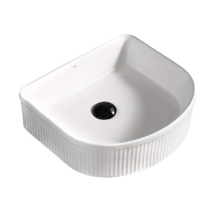 Lavoar ceramic alb cu caneluri si montaj pe blat Fino White Gloss 40 x 35 cm - Img 8