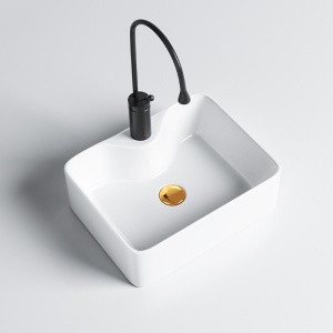 Lavoar ceramic dreptunghiular cu montaj pe blat Elise White Gloss 41 x 31 mm - Img 3