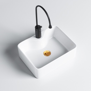 Lavoar ceramic dreptunghiular cu montaj pe blat Elise White Gloss 48 x 37 cm - Img 3