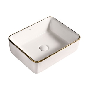 Lavoar ceramic dreptunghiular cu montaj pe blat Luxo White Gloss 48 x 37 cm - Img 3