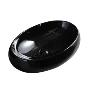 Lavoar ceramic oval cu montaj pe blat Cari Black Gloss 50 x 31 cm - Img 6