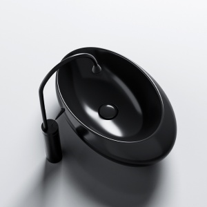 Lavoar ceramic oval cu montaj pe blat Emma Black Gloss 49 x 31 cm - Img 5