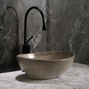 Lavoar ceramic oval cu montaj pe blat Lumo Beige Gloss 33 x 45 cm - Img 6