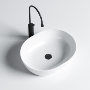 Lavoar ceramic oval cu montaj pe blat Neo White Gloss 48 x 34 cm - Img 2