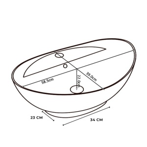 Lavoar ceramic oval cu montaj pe blat Tera White Gloss 58 x 39 cm - Img 10
