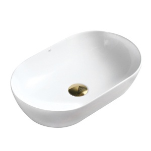 Lavoar ceramic oval cu montaj pe blat Tes White Gloss 55 x 30 cm - Img 5