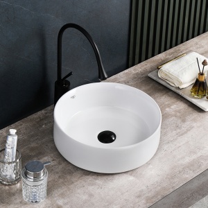 Lavoar ceramic rotund cu fixare pe blat Lava White Gloss 36 x 12 cm - Img 9