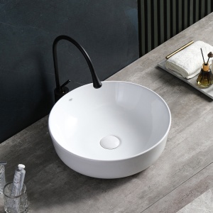 Lavoar ceramic rotund cu montaj pe blat Fino White Gloss 41 x 15 cm - Img 2