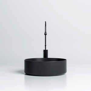 Lavoar ceramic rotund cu montaj pe blat Lava Black Matt 36 x 36 cm - Img 4