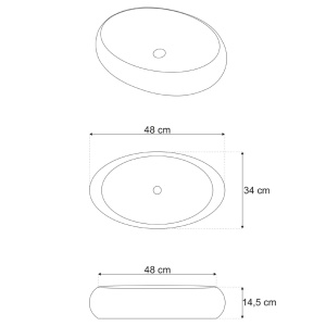 Lavoar de blat Alania, Dimensiuni 48 x 34 x 14.5 cm, Forma Ovala, Ceramica sanitara, Alb - Img 2