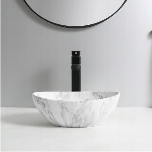 Lavoar De Blat PRO VERA GR, Montaj Pe Blat, Dimensiuni 40 X 33 X 14 Cm, Design Deosebit, Forma Ovala, Ceramica Sanitara, Marmura/Gri - Img 2