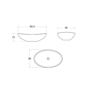 Lavoar De Blat PRO ZUZAN, Dimensiuni 60.5 X 36 X 15 Cm, Montaj Pe Blat, Design Deosebit, Forma Ovala, Ceramica Sanitara, Marmura/Gri - Img 6