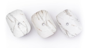 Lavoar De Blat REA BELINDA CALALA SHINY MARBLE, Dimensiuni 46 X 32 X 12.5 Cm, Montaj Pe Blat, Design Deosebit,Ceramica Sanitara, Alb - Img 5