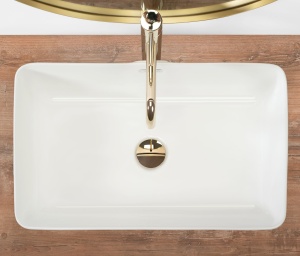 Lavoar De Blat REA BERTA 55 WHITE, Dimensiuni 55 X 35.5 X 14.5 x 12 Cm, Montaj Pe Blat, Design Deosebit, Ceramica Sanitara, Alb - Img 5