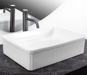 Lavoar de Blat Rea Fiorella , Aspect Modern, Culoare Alb - Img 2