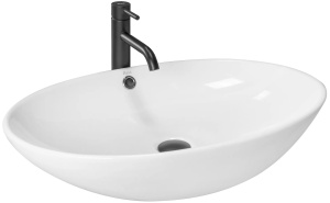 Lavoar De Blat REA OLGA, Dimensiuni 63 x 41.5 x 15 Cm, Montaj Pe Blat, Forma Ovala, Ceramica Sanitara, Alb - Img 1