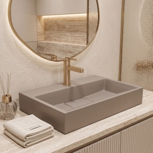 Lavoar din compozit Rea Goya taupe mat 60 cm - Img 4