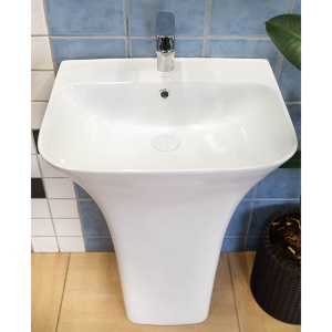 Lavoar freestanding Fluminia Aramis back-to-wall alb - Img 3
