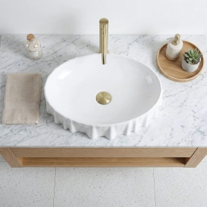 Lavoar oval alb cu montaj pe blat Rea Aurelia - Img 3