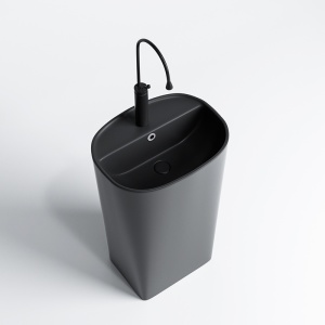 Lavoar oval ceramic freestanding, Claro Black Matt, 49 x 38 cm - Img 11