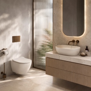 Lavoar oval cu montaj pe blat Rea Focus Creme - Img 7