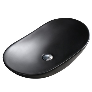 Lavoar oval din ceramica cu montaj pe blat Lavi Black Matt 62 x 36 cm - Img 3