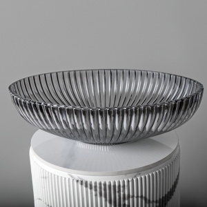 Lavoar oval din sticla cu caneluri Brillant Platinium Black Gloss 51 x 35 cm - Img 17