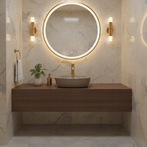 Lavoar pe blat Basaro Hera din ceramica sanitara - Img 3