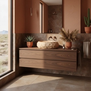 Lavoar pe blat cu finisaj piatra Mika Light Terracotta - Img 3