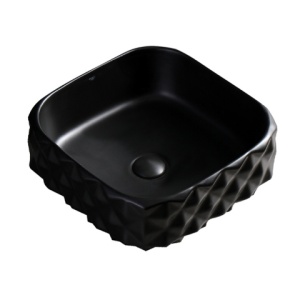 Lavoar pe blat, Pearl, Material Ceramica, Negru Mat, Dimensiune 40X40X15 cm - Img 1
