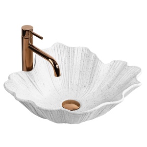Lavoar pe Blat Rea Flower, Forma Florala, Alb Terrazzo