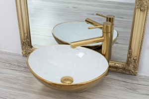 Lavoar pentru blat Alb Auriu Sofia, Dimensiune 41.5x33.5x13.5 cm - Img 7